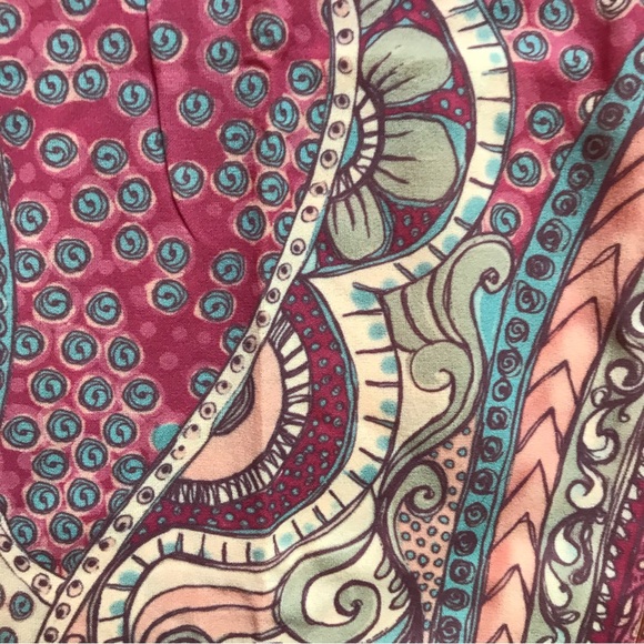 Sheer Orange Red Nude Paisley Long Sleeve Top, NWT, XS - Picture 2 of 7